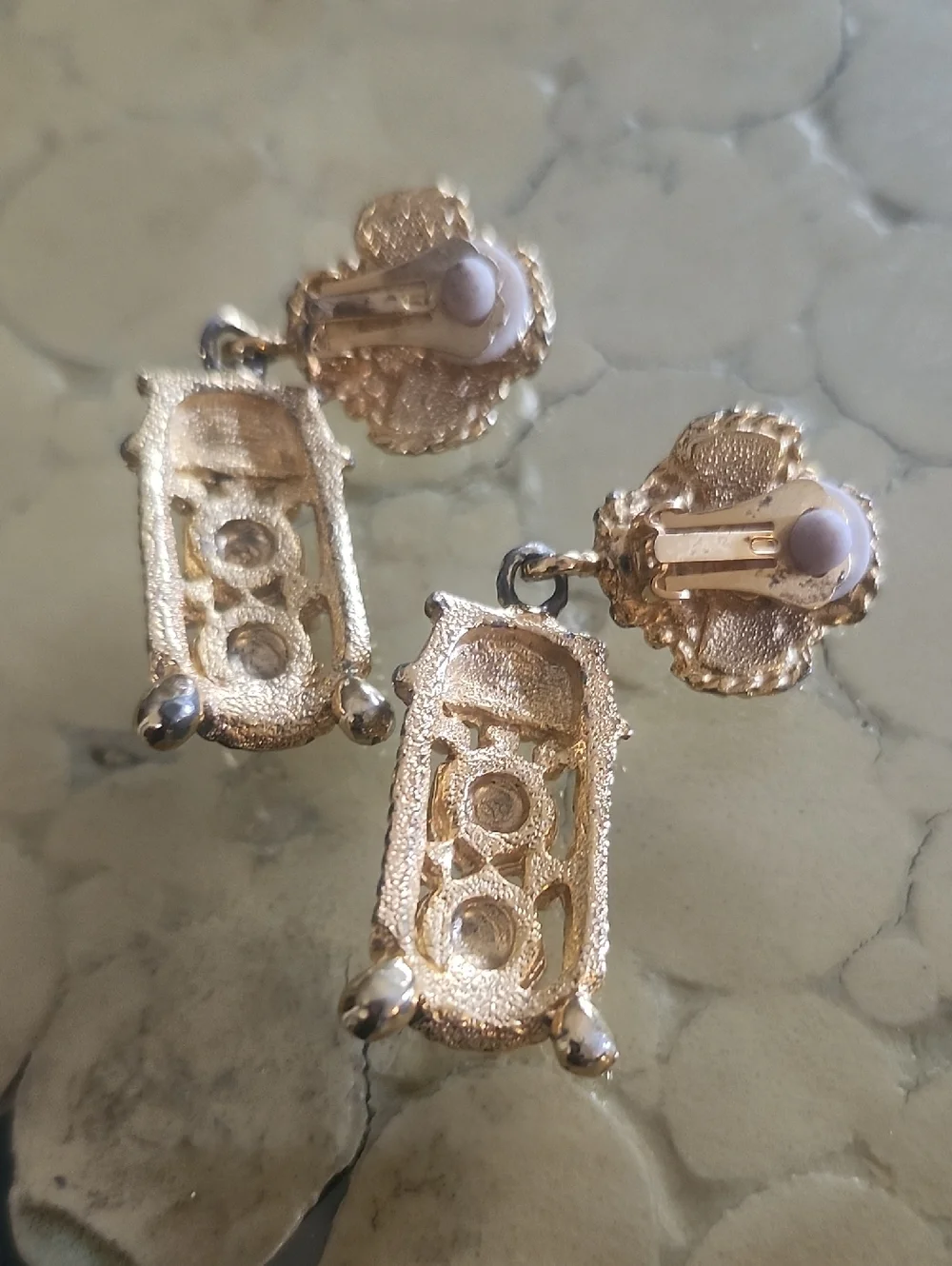 Vintage Kenneth Lane Gold and Pearl Earrings - Picture 2 of 2